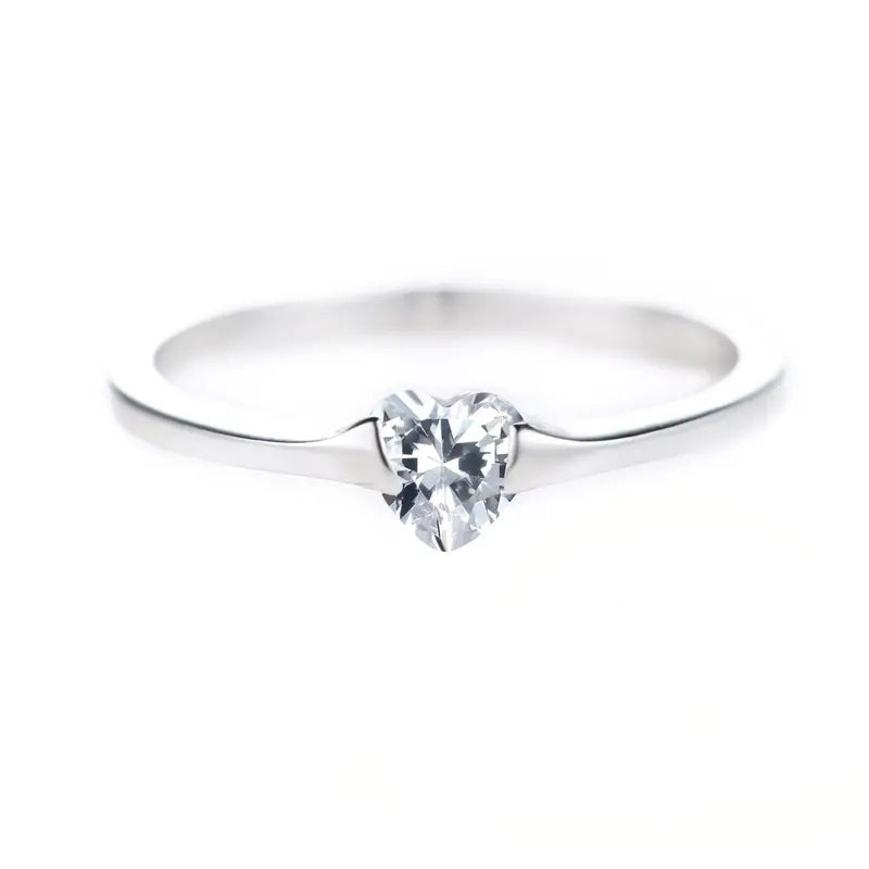 Heart‑Shaped Diamond Minimalist S925 Silver Ring
