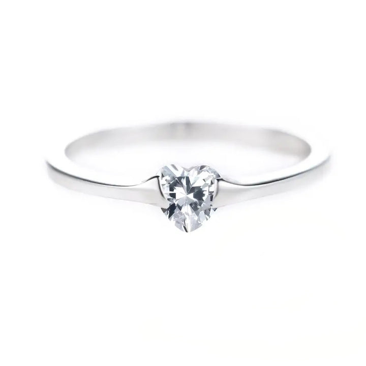 Heart‑Shaped Diamond Minimalist S925 Silver Ring