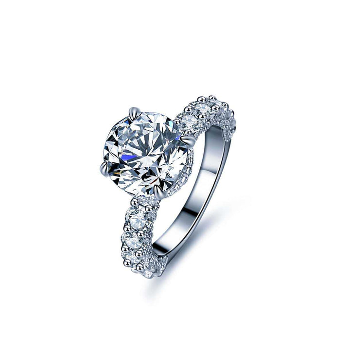 Round Stone Twisted Pave Ring