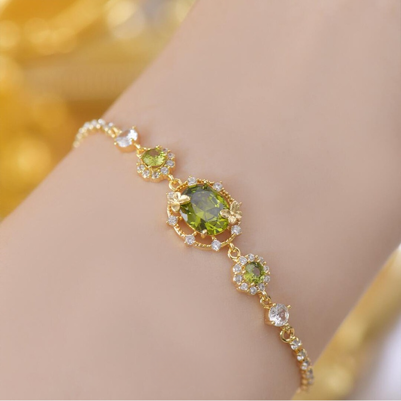 Olive Green Vintage Gemstone Jewelry Set (Necklace/Bracelet/Earrings Options)