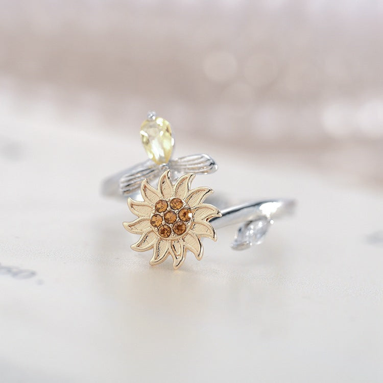 Spring Garden Themed Ring Set (Light Luxury Niche Adjustable Band)
