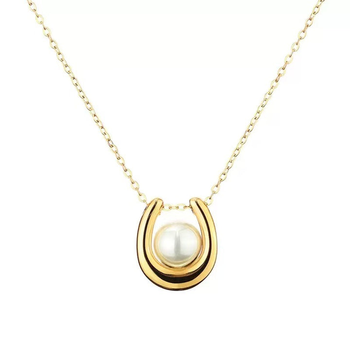 Horseshoe Pearl Choker (Light Luxury Minimalist Elegance Style)
