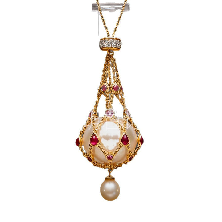Vintage Cage Pearl Lantern Necklace Set (Light Luxury Niche Royal Choker)