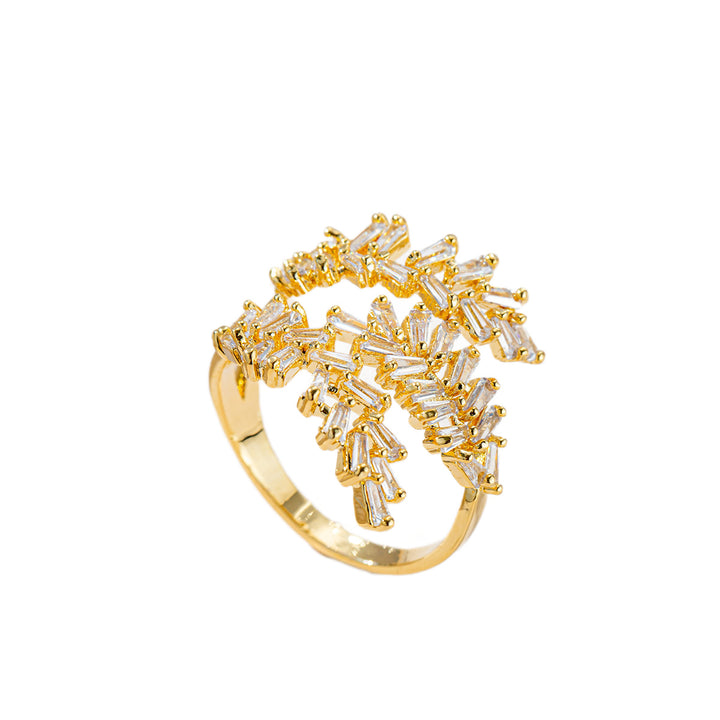 Gold Firework Baguette Diamond S925 Silver Ring