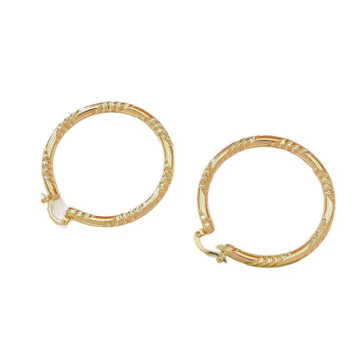 S925 Silver Textured Hoop Earrings, Vintage Gold Carved Large Circle Earrings