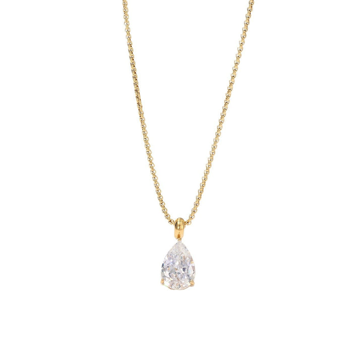 Luxury Teardrop Solitaire Necklace (Versatile Silver Tone Clavicle Chain)