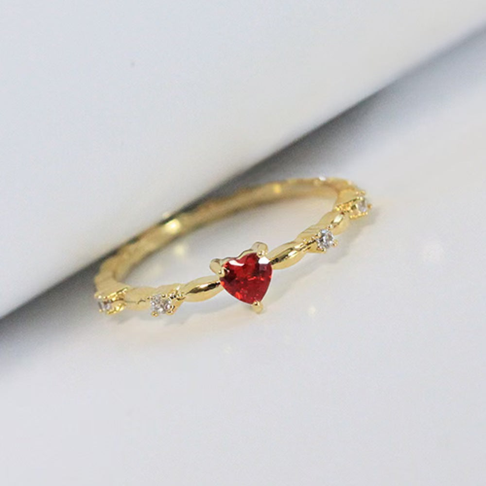 Heart Gemstone Band Set (Light Luxury Niche Romantic Ring)
