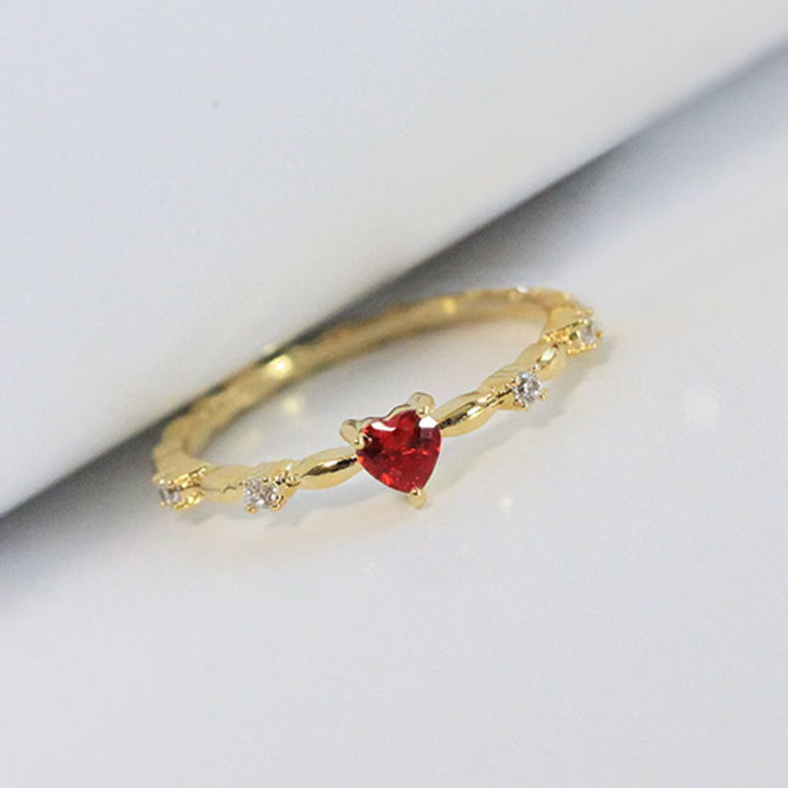 Heart Gemstone Band Set (Light Luxury Niche Romantic Ring)