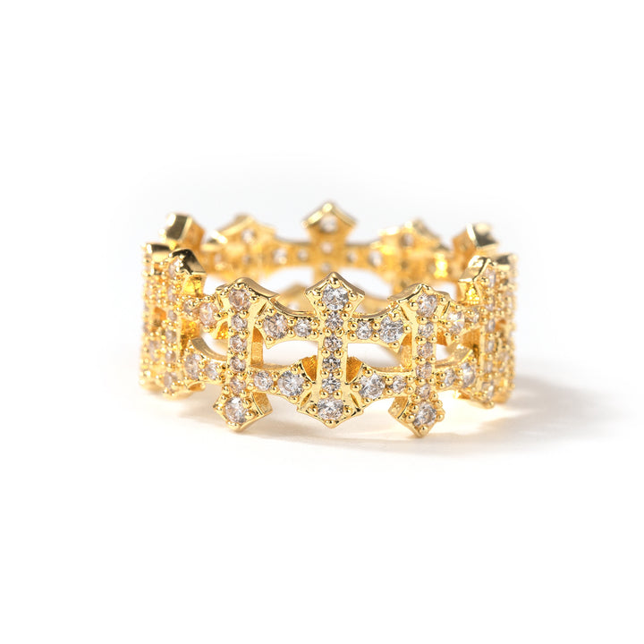 Openwork Cross Diamond Eternity Ring (3 Colors Delicate Luxury Statement Band)