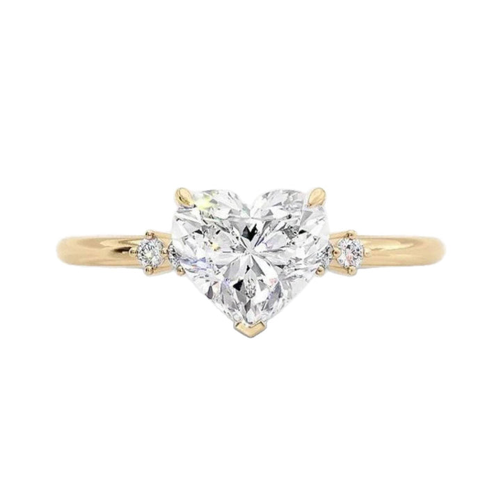 S925 Silver Heart‑Cut Center Diamond Ring, Luxury Heart‑Shape Multi‑Accent Diamond Engagement Ring for Women