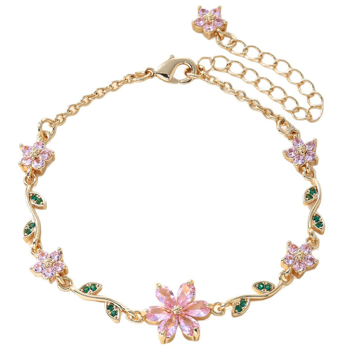 Pink Flower Cluster Vine Bracelet (Sweet Girl Vibe Choker)