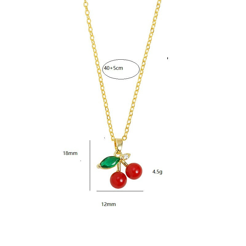 Sweet Cherry Pendant Necklace Collection (Gold Tone Delicate Chokers)