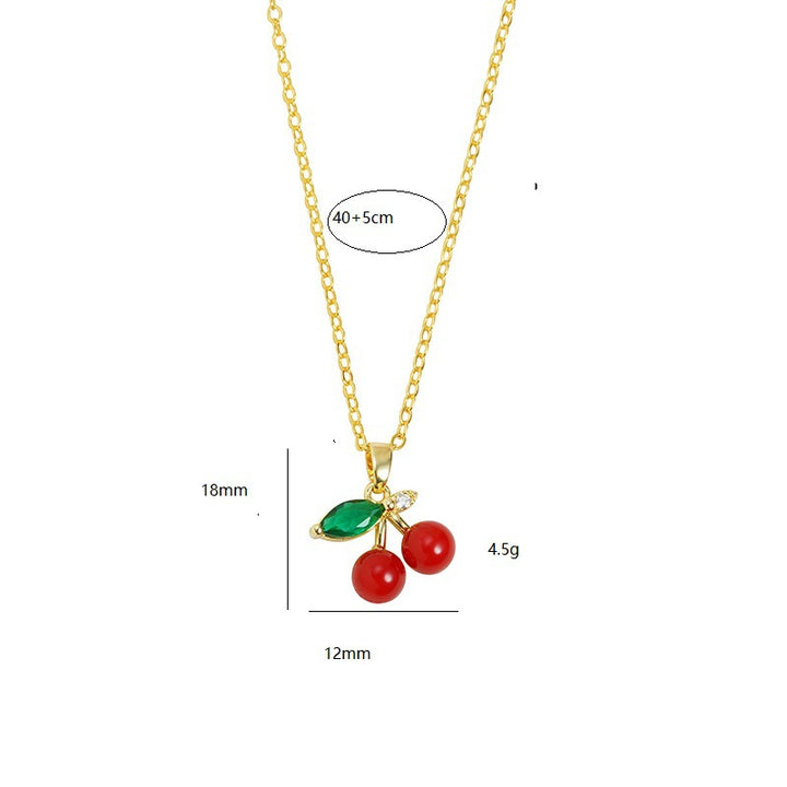 Sweet Cherry Pendant Necklace Collection (Gold Tone Delicate Chokers)
