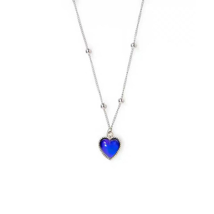 Temperature Sensitive Color Changing Heart S925 Silver Necklace