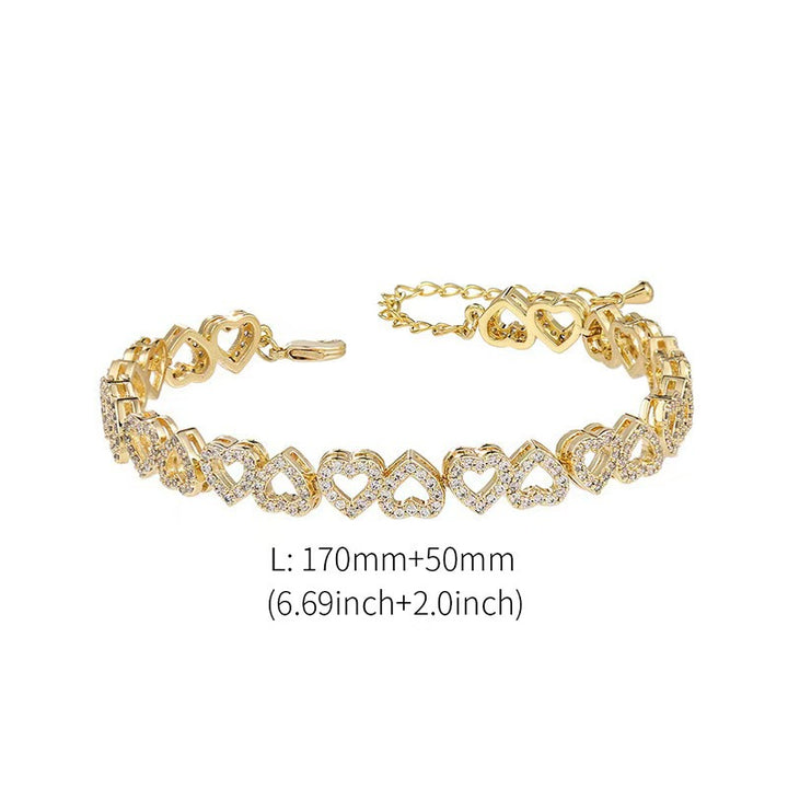 Cross & Heart Pavé Bracelet Set (Light Luxury Niche Romantic Wrist Jewelry)
