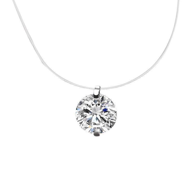 Invisible Fish Line Round Large Diamond Necklace