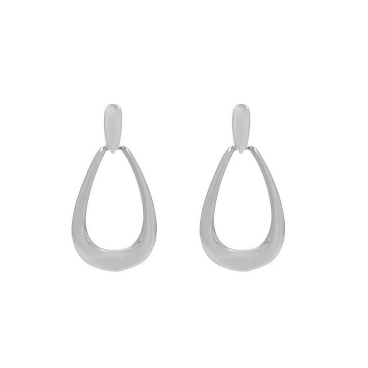 S925 Silver Polished Hollow Teardrop Drop Earrings, Minimalist Geometric Earrings in Gold & Silver