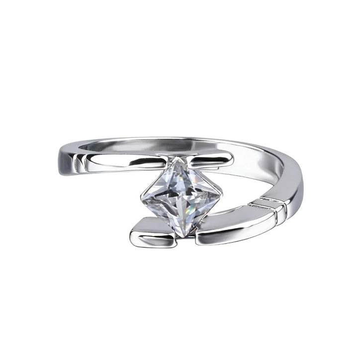Geometric Square‑Cut Diamond Wrap‑Style Open‑Band Ring
