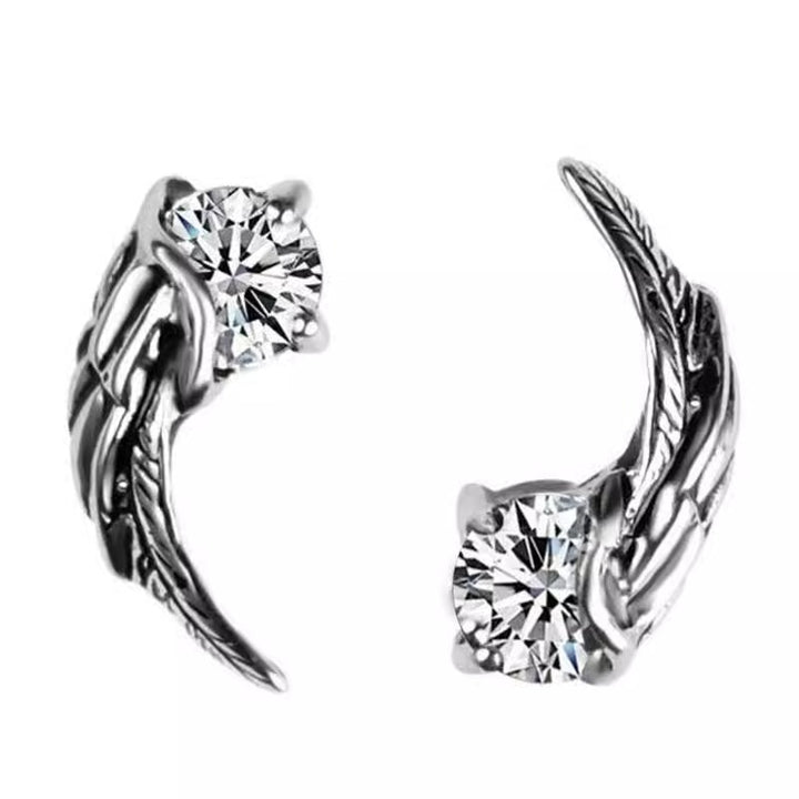 Angel Wing Asymmetric Colored Diamond Studs (Light Luxury Niche Dark Style Earrings)