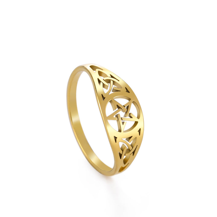 Cutout Pentagram Celtic Knot Ring (Dark Niche Personalized Style)