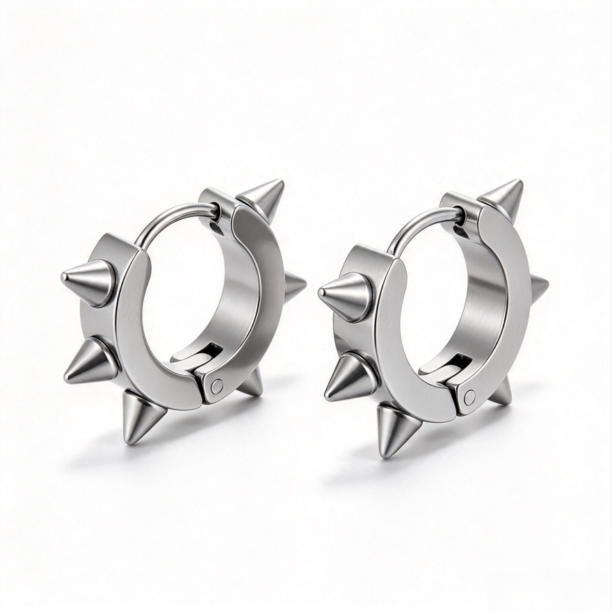 S925 Silver Punk Spike Ear Cuffs