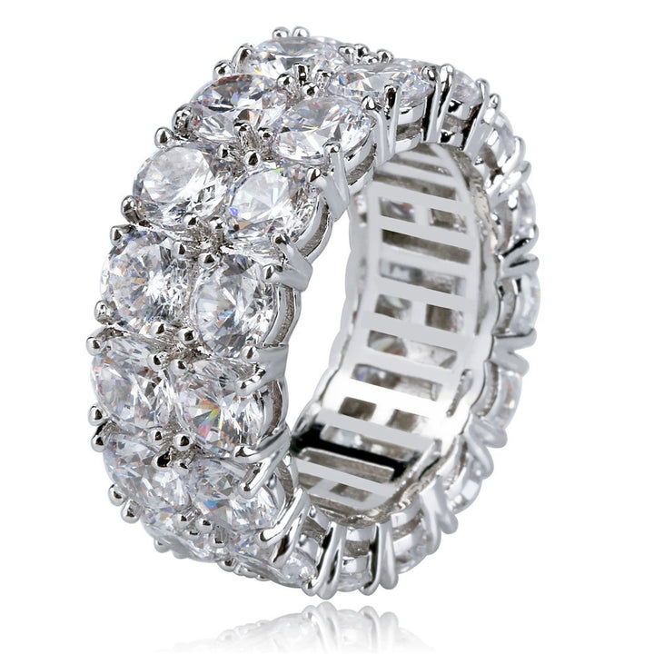 Double Row Pave Diamond Stretch Ring (Hip-Hop Light Luxury Personalized Ring)