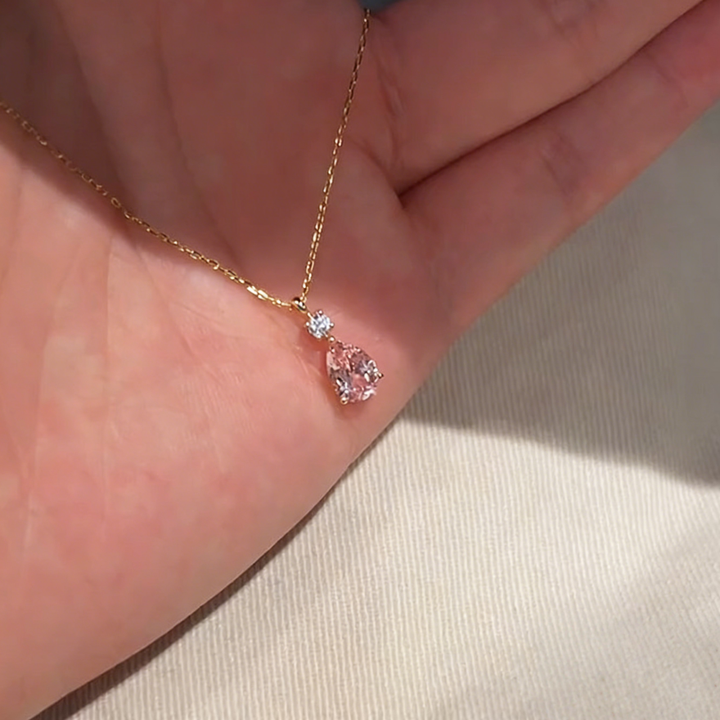 Pink Teardrop Pendant Necklace (Light Luxury Niche Gentle Choker)