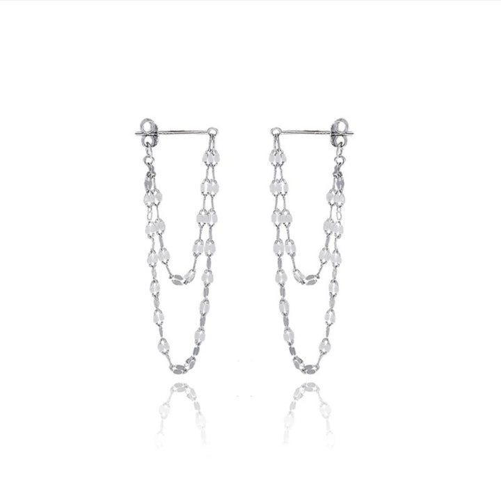 Double-Layer Shimmer Chain Drop Earrings (2 Colors Delicate Statement Jewelry)