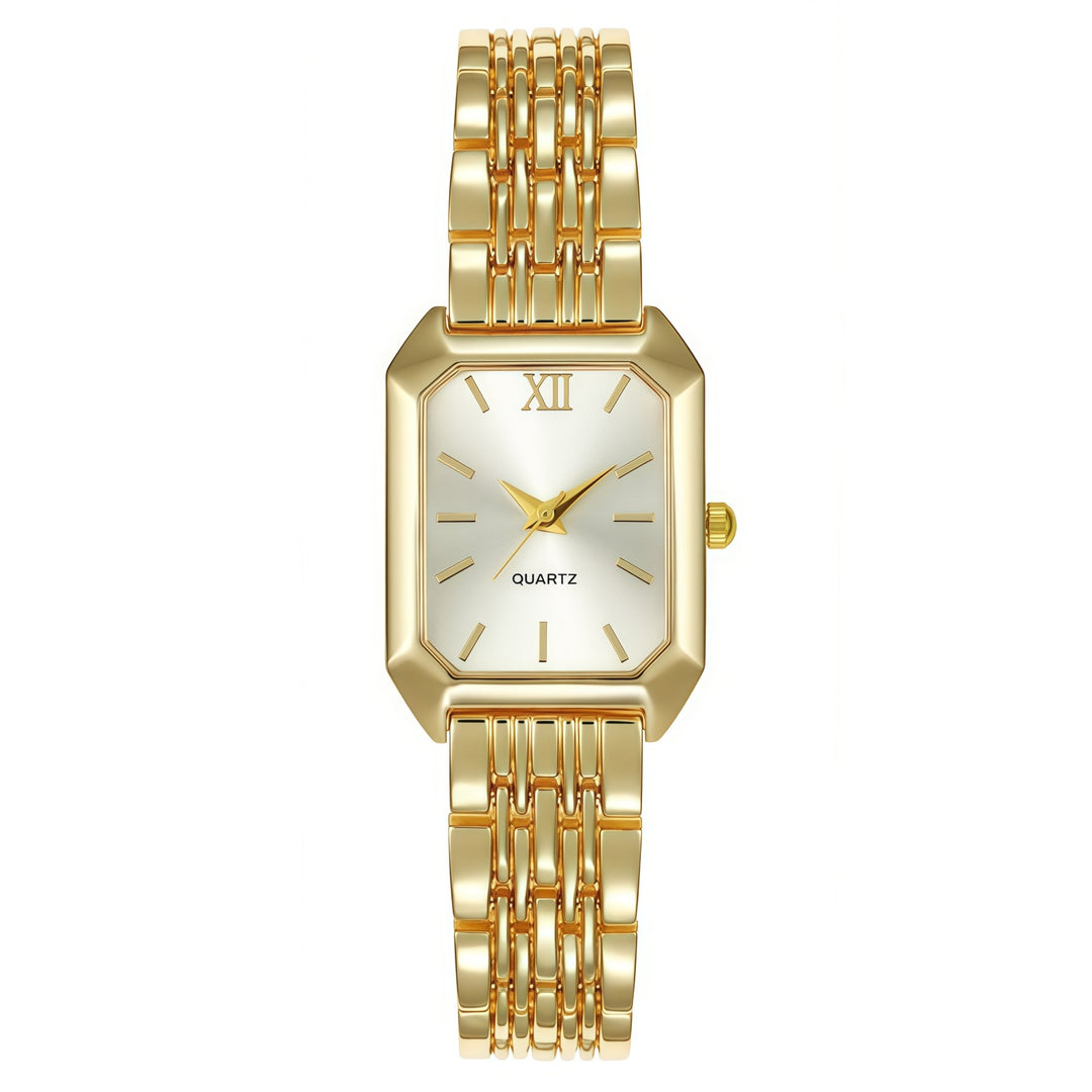 Vintage Rectangular Steel Band Quartz Watch for Women, Multi-Dial Luxury Business Casual Wristwatch