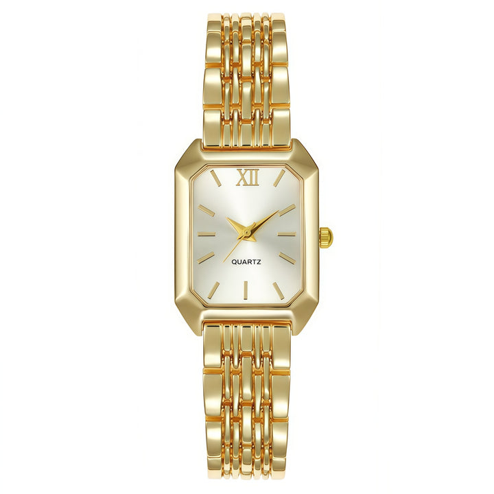 Vintage Rectangular Steel Band Quartz Watch for Women, Multi-Dial Luxury Business Casual Wristwatch