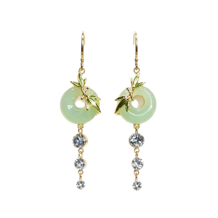 S925 Silver Bamboo Ping An Knot Drop Earrings