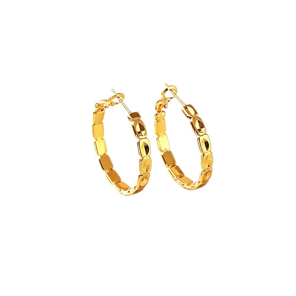 Open Chain Link Pig Nose Hoop Earrings, Gold & Silver Minimal Chunky Chain Hoops