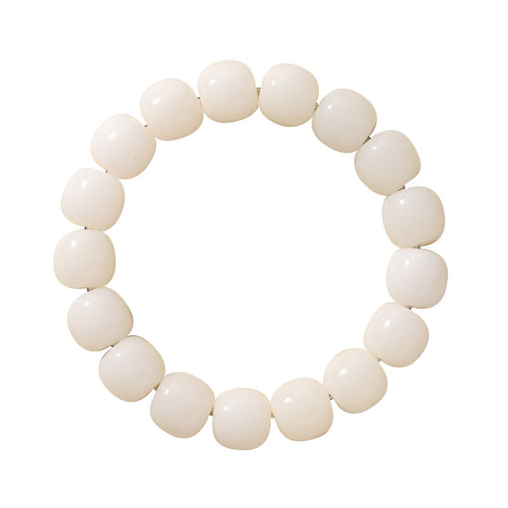 White Jade Old Barrel Bead Bracelet (Warm Elegant Playable Jewelry)