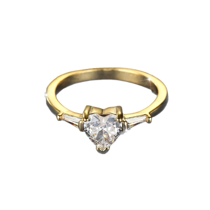 Heart Stone Baguette Diamond S925 Sterling Silver Ring, Luxury Heart Diamond Ring for Women