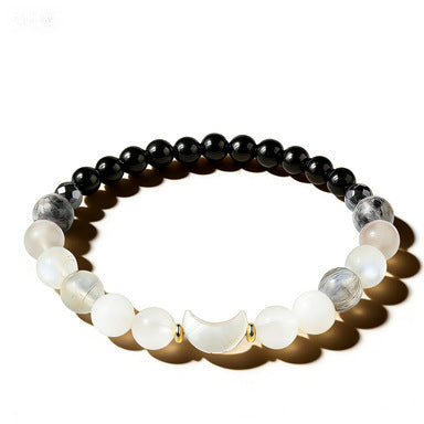 Natural Crystal Braided Cord Bracelet (Two Styles: New Mom / Moon Phases)