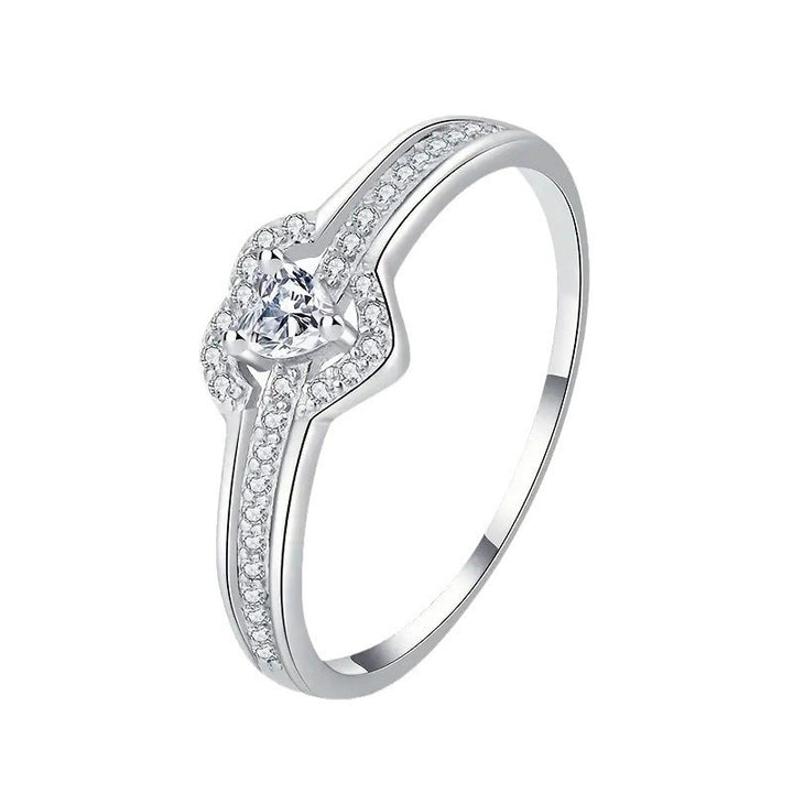 Halo-Set Heart Twisted Shank Diamond Ring (Light Luxury Romantic Confession Style)