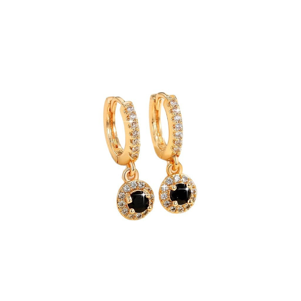 Round Halo Drop Hoop Earrings