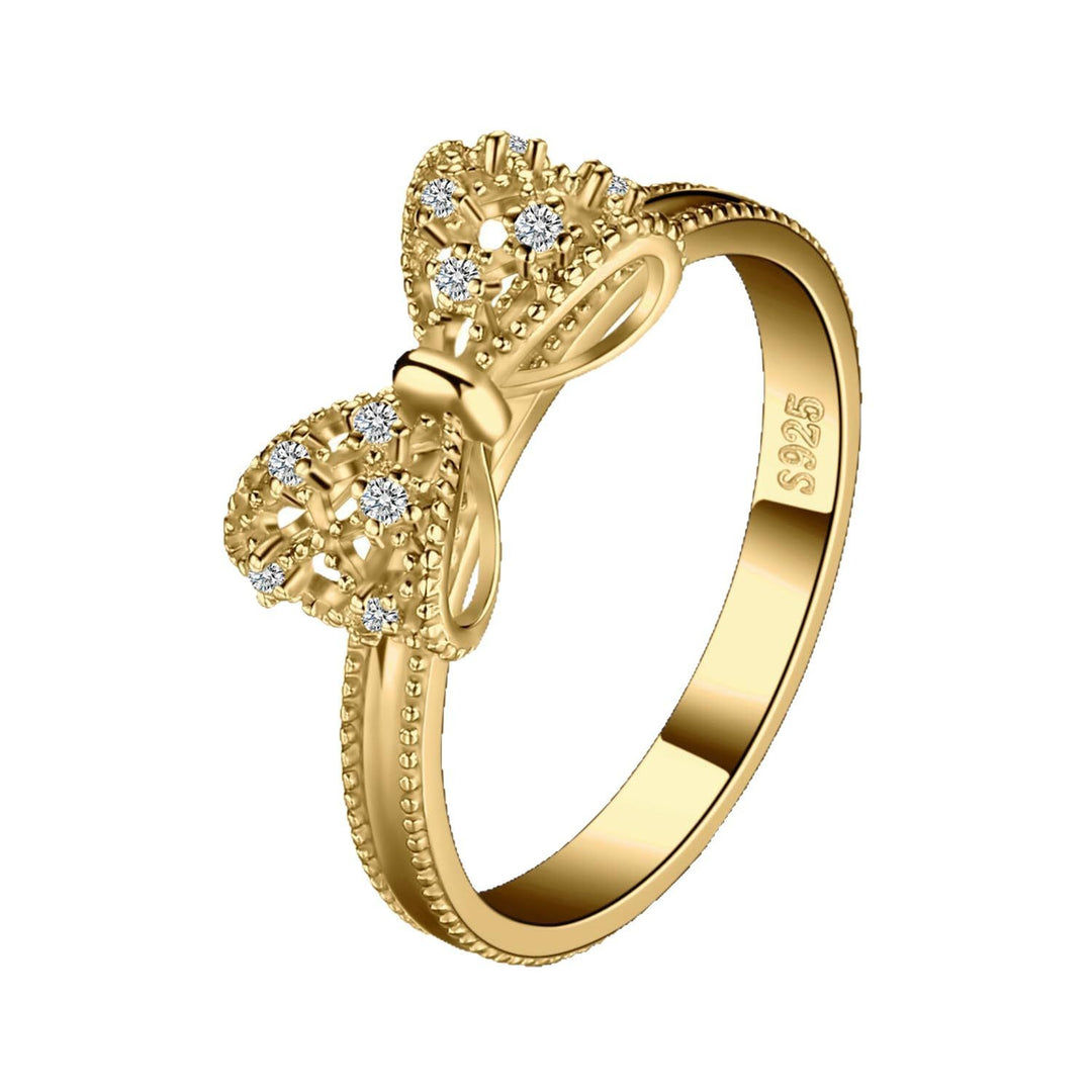 Filigree Diamond Bow Ring (2 Colors S925 Silver Luxury Women's Band)