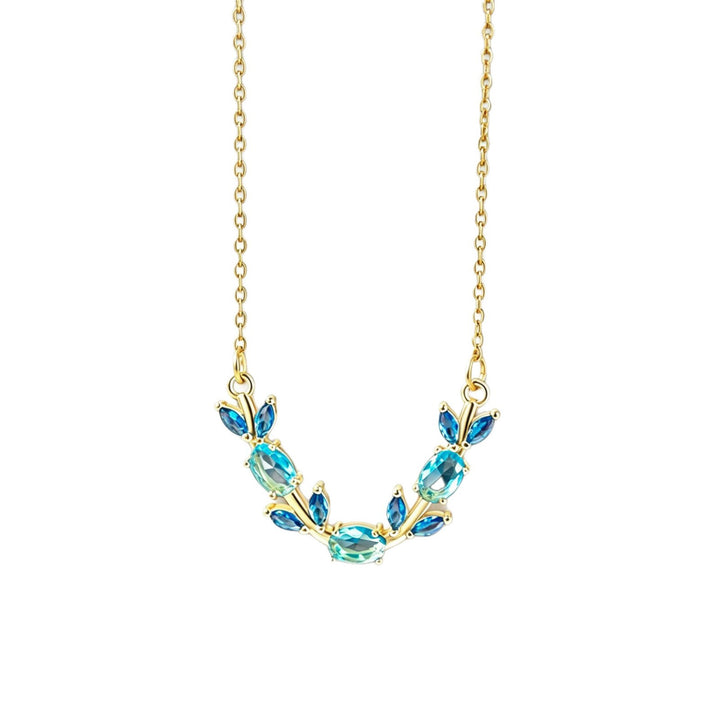V‑Shaped Leaf‑Branch Color Diamond Choker Necklace, Multiple‑Colors Available