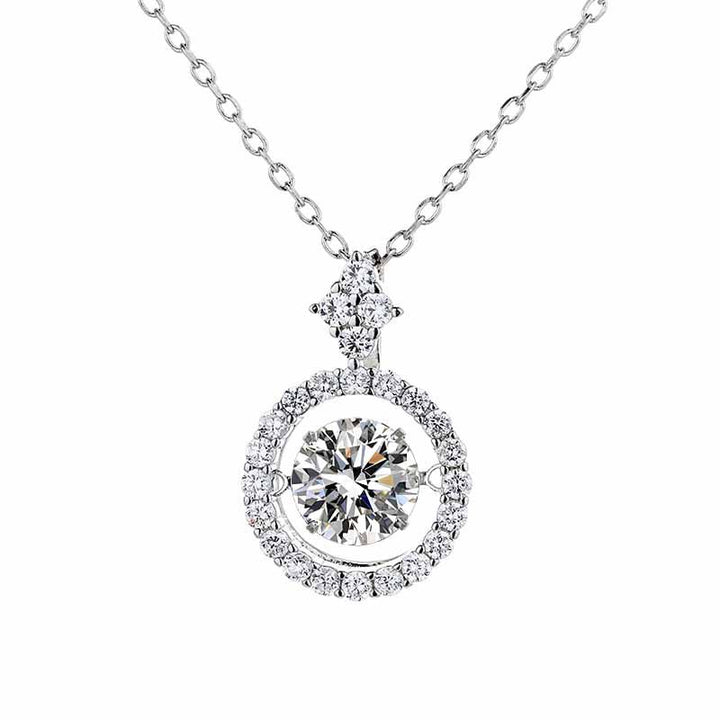 Round Halo Diamond S925 Silver Necklace