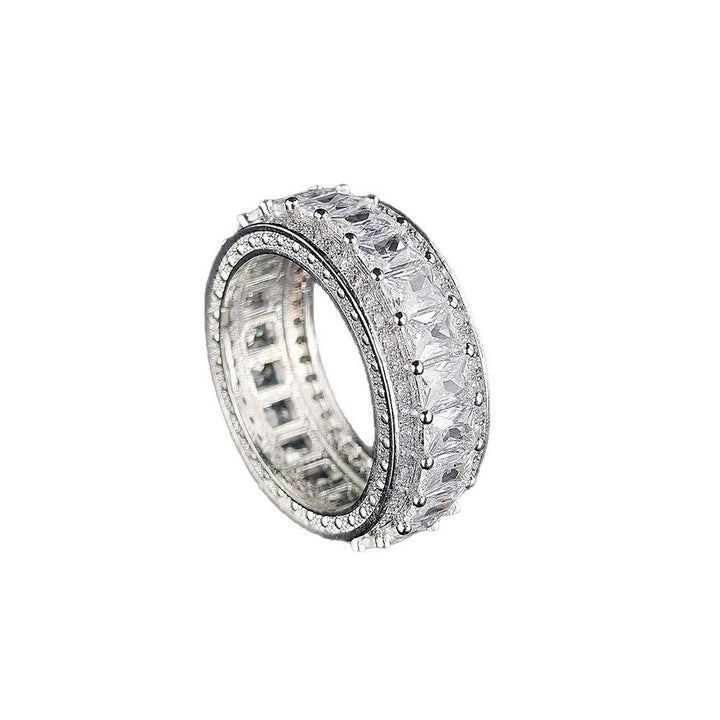 Full Eternity Baguette Cut Diamond Wide Band Ring (2-Tone Luxury Stackable Jewelry)