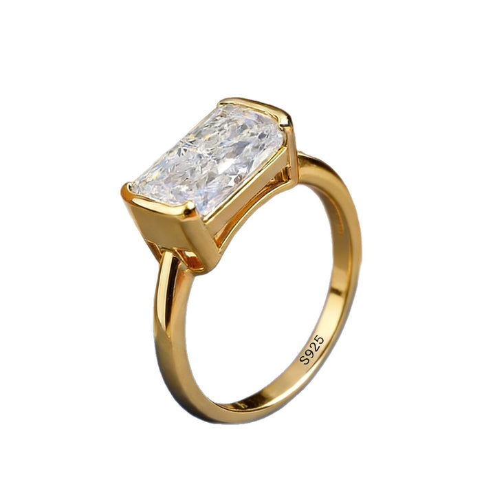 Rectangular Cushion‑Cut Solitaire Bezel‑Set Ring