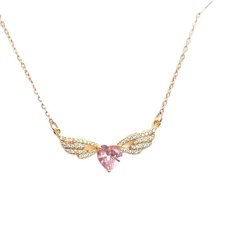Angel Wings Heart diamond Necklace (Multi-Color Delicate Romantic Pendant)