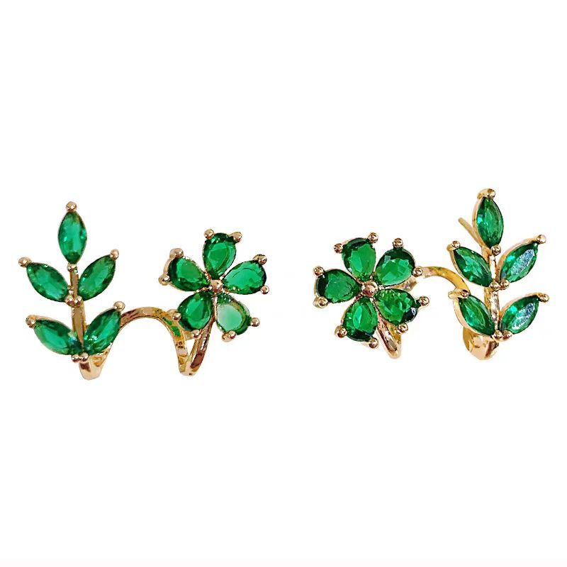 Floral Branch Paved Crawler Earrings