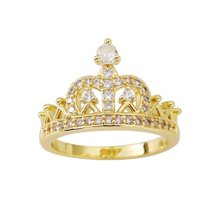 Exquisite Paved‑Crown Women's Ring, Gold & Silver Two‑Tone Options
