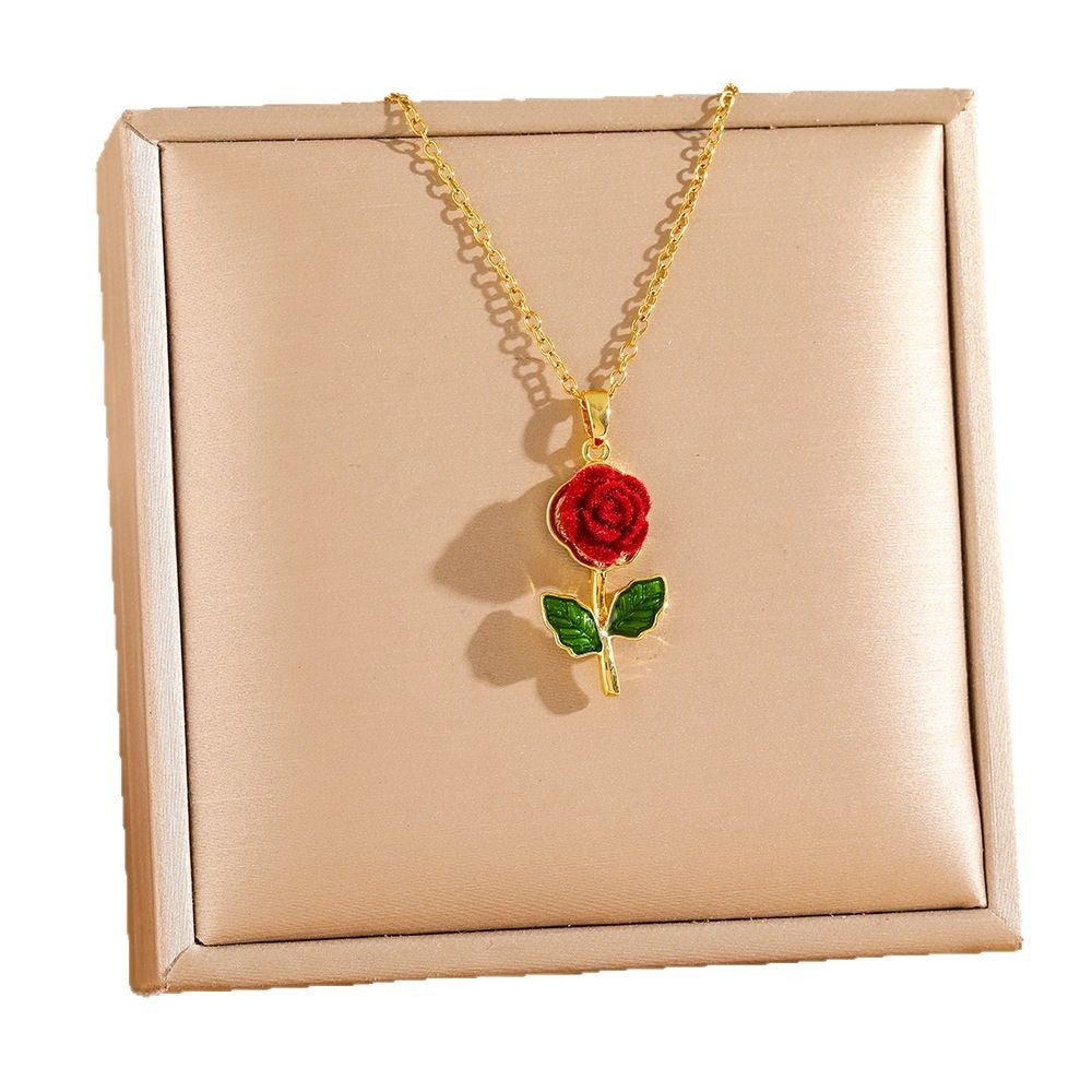 Velvet Rose Collection Necklace Set (Light Luxury Niche Romantic Necklace)