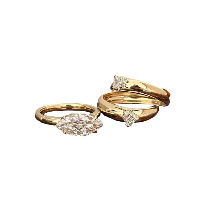 Marquise & Trillion Cut Stackable Ring Set (Light Luxury Niche Minimalist Band)