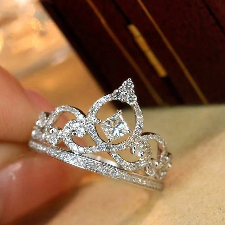 Princess Crown Double‑Layer Diamond Ring