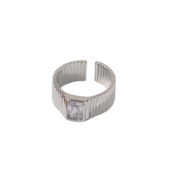 Geometric Grooved Square Diamond Open Ring (2 Colors Minimalist Unisex Band)