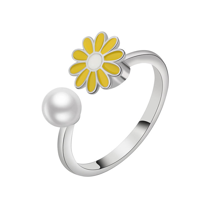 Daisy & Pearl Open Ring Set (Light Luxury Niche Fresh Bands)